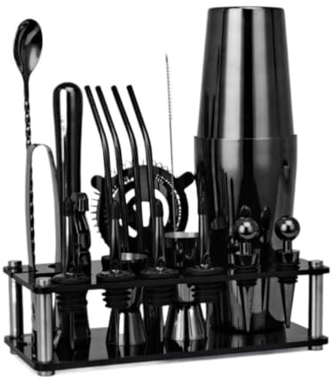 Cocktail Making Set Cocktail Set Shaker American Shaker Cocktail Shaker Stir Glas Bar Set Cocktail Shaker Cocktail Tool Set Cocktail Shaker Set (Color : B, Size : 20pcs)