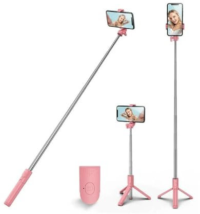 XIHAMA Perche à Selfie avec trépied, trépied de téléphone Portable et télécommande sans Fil, Support de téléphone Portable Compatible avec iPhone, Samsung, Xiaomi et Smartphones Android (Rose)