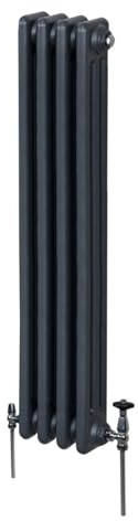 Traditional 3 Column Radiator 1500mm x 202mm Modern Central Heating Heater Matt Anthracite Grey Carbon Steel Vertical Wall Mounted Kitchen Living Room Bathroom Cleaning Brush Fixing Kit & Brackets