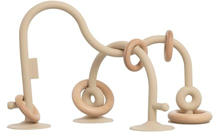 Baby's Only - Motorikschleife - Baby Motorikspielzeug - kugelbahn aus Silikonen und Holz - Kugel Labyrinth - Babyspielzeug für Jungen und Mädchen - Für 3 bis 18 Monaten - Warm Linen