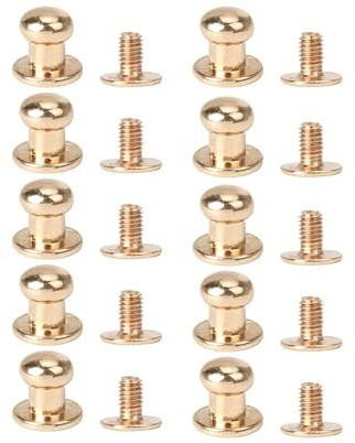 10 pezzi di rivetti a bottone con testa rotonda in lega di zinco dorati, kit di borchie per accessori in pelle fai-da-te per cinture, cinturini, borse (8 mm)