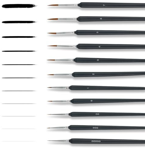 Feine Pinsel Set, pinselset Schule, 11 Stück Pinselset für Aquarell, Modellbau, Malen nach Zahlen. Haarpinsel Set für Künstler und Detailarbeiten.