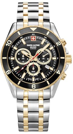 swiss alpine military Herren Uhr Analog Quarz Chronograph 7034.9147SAM Edelstahl