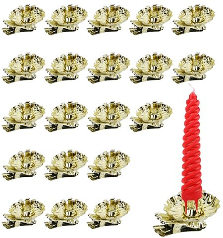 HO2LNE 20 Stück Baumkerzenhalter Clip Gold Kerzenhalter Weihnachtsbaum Vintage Kerzenhalter für Baumkerzen, Geburtstagskerzen, Tafelkerzen, Teelichter, Weihnachten