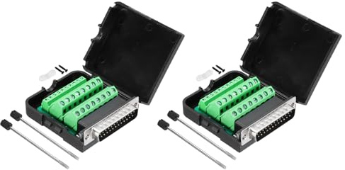 QUARKZMAN Connettore Breakout Board D-sub DB25 con Custodia 25 Pin 2 Righe Maschio Porta Blocco Terminale Senza Saldatura Pacco da 2