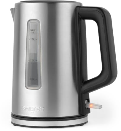 Salter Rapid Boil Kettle 1.7L 3000W Stainless Steel Electric Kettle | 360° Swivel Base, Removable Limescale Filter, Water Level Indicator, Boil-Dry Sensor, Auto Shut-Off, Strix Controller