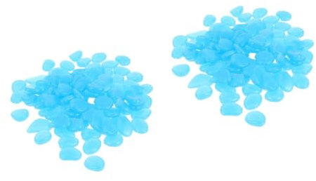 SUPVOX 2 Juegos Guijarro Azul Decoraciones Al Aire Tanque Solar Suelo Peceras Decoración Pecera Guijarro Luminoso De Jardín Pecera Guijarro Luminoso Resina Blue 300 Piezas * 2