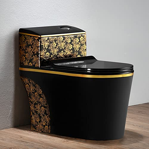 WC di Toilette in Ceramica in Oro Nero casa Lussuosa Calma Calda Altezza di Sedile Comoda Altezza a Filo a Filo Allungata igienica, b-400mm