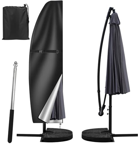 Sonnenschirm Schutzhülle Ampelschirm mit Stab 3m Ampelschirm Schutzhülle Sonnenschirm UV-Anti Abdeckung (265x40/70/50cm)