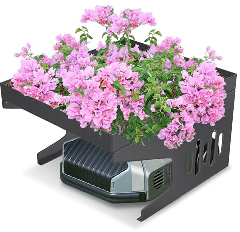 XMTECH Mähroboter-Garage mit Pflanzkasten, Wetterbeständig Dach,Überdachung, 43x60x70cm, Unterstand für Rasenmäher, Metall, Anthrazit