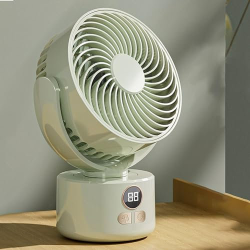 Desk Fan Portable Rechargeable with USB Small Fans for Bedroom,Oscillating Cooling Slient Table Fan Long Time Work,Personal Quiet Oscillating Super Power Turbo Fan (Green)