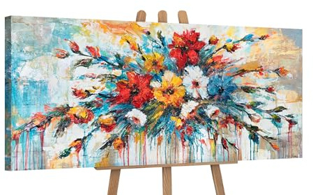 YS-Art acrylbilder Bunte gemalte blumen handgemalt Acrylmalerei echte Kunst
