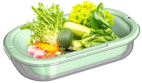 Encima del fregadero del colador - cocina tamizador, cuenco de frutas con inserto de colador | Tamiz de cocina expandible para verduras pasta de fideos de arroz con función de goteo, espacio de