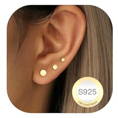 RAJPUTANA 3 Paia Di Piccoli Orecchini In Argento Sterling Per Signore Set Di Orecchini Ipoallergenici in Oro 14K Perno Delicati in Argento 925 Con stelle e Puntini a Cuore