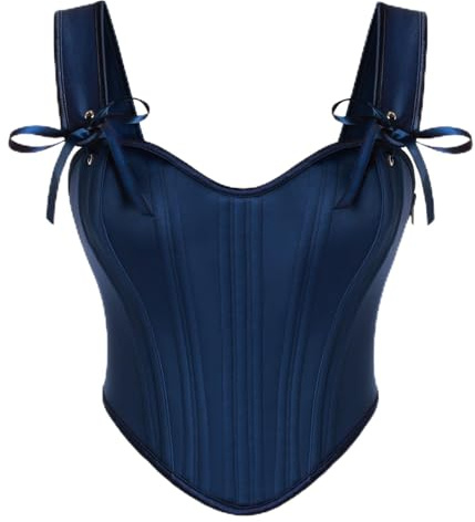 Scarlet darkness kvinnors älskling korsett topp överbyst renässans korsetter snörning benad bustier, Mörkblått, 42