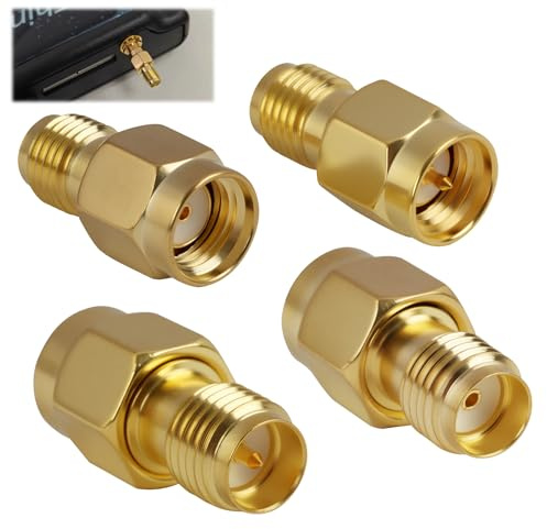 2 Paia Adattatori RF, Adattatori da SMA Maschio a RP-SMA Femmina e Femmina a RP-SMA Maschio, compatibili con Antenne Wi-Fi e Ripetitori di Segnale