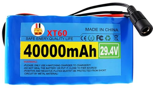 Batería Bicicleta Eléctrica 24V 40Ah Ebike Batería Iones Litio PVC Impermeable con Cargador BMS para Motor de Motocicleta Eléctrica Scooter de 200W 300W 500W XT60 Plug,29.4V 40Ah