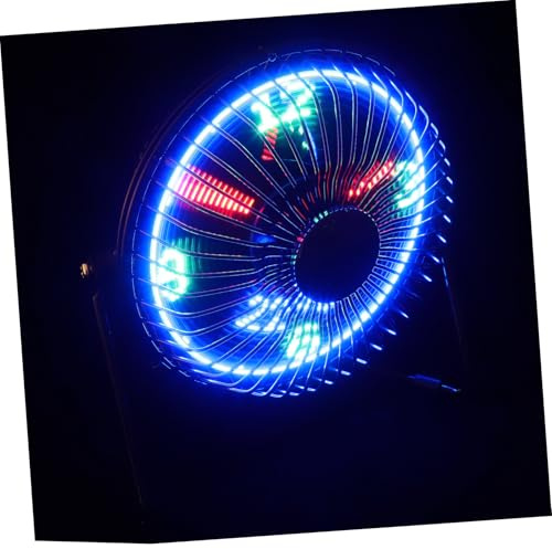 MERRYHAPY Ventilador USB de Escritorio Mini con Reloj LED Integrado y Pantalla de Temperatura Motor Sin Escobillas Marco Metálico Rotación Silencioso y Portátil para Oficina y Hogar