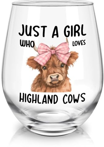 Joymaking Wine Glass Highland Cow Gifts for Women, Highland Cow Ornaments, 520ml