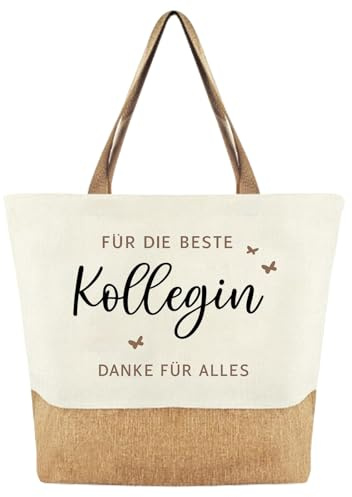 Abschiedsgeschenk Kollegin Canvas Tragetasche, Abschiedsgeschenk Kollegen, Jutebeutel Shopper Bag Damen Stofftasche, Dankeschön Geschenke für Kollegin zum Abschied, Ruhestand, Geburtstag, Weihnachten