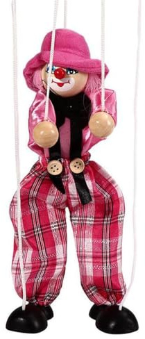 Zambuph Pull String Puppet Holz Joint Hand Marionette Spielzeug Eltern Kind Hands on Übung Clown Handwerk Spielzeug Haushalt, Rosa