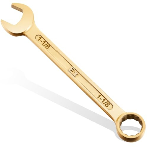 Hicarer 1-1/8 Non-sparking Combination Wrench Non-magnetic Wrench 275 mm Length Aluminum Bronze Combination Spanner for Flammable and Explosive Environment Technician Electrician Die-forged