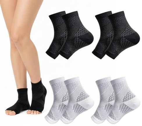 GakQll 4 Paar Fussgelenkbandage, Sprunggelenkbandage und Knöchelbandage für Damen und Herren, Fußbandage Sport zur Stabilisierung, Knöchelschutz für Alltag, Laufen und Fitnessstudio