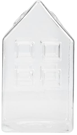 Homoyoyo Jarrón de Cristal Pequeño en Forma de Casa para Decoración del Hogar y Escritorio, Contenedor Hidropónico Transparente para Plantas, Florero Artístico Manualidades, Adorno Mesa, 1
