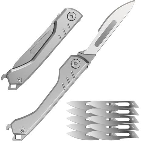 PAYFULLY Klappmesser, Edelstahl Skalpell mit 10 Wechselklingen, Mini EDC Taschenmesser für Outdoor, Camping & DIY (Männer & Frauen)