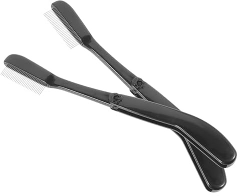 Lurrose Pettine Strumento di Bellezza per Ciglia e Sopracciglia in Acciaio e Plastica per Separazione e Modellatura Nero 2 Pezzi, Portatile per Uso Quotidiano in Famiglia