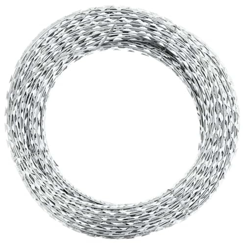 Lumanois Alambre de espino Concertina Acero galvanizado 300 m,Cadenas,Alambre y Cuerda,26.1kg-143337