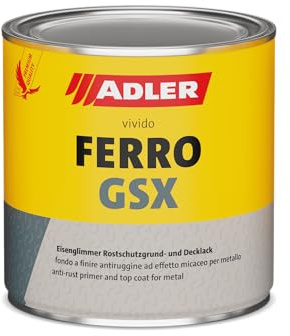 ADLER Ferro GSX - 3in1 Rostschutz Grundlack Decklack - RAL9007 Graualuminium 2,5 L - extremer Korrosionsschutz durch spezielle Eisenglimmer-Pigmentierung, auch für Blechdächer, Stahlkonstruktionen - Metalllack