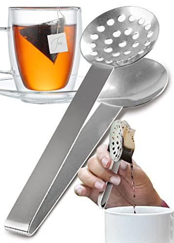 Teebeutelzange aus Edelstahl von ORBLUE – Praktischer Teebeutel Ausdrücker, tropfenfrei & spülmaschinengeeignet, Küchenzange für Teebeutel, ideales Teezubehör Geschenk