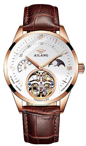 TEINTOP Reloj mecánico automático para Hombre Ailang Watches (Esfera Blanca y Correa de Cuero) Reloj mecánico automático para Hombre Ailang Watches (Esfera Blanca y Correa de Cuero)
