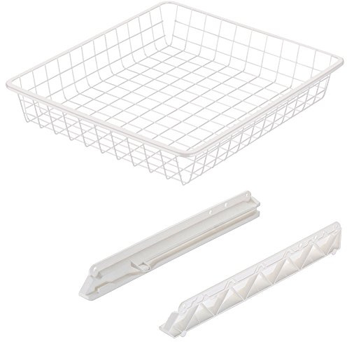Gedotec Einhängeboden 500 mm Einhängekorb Küchen-Schränke mit Gleitschiene | Führungsschiene mit Drahtkorb für 50er Korpusbreite | Stahl weiß matt | 1 Set - Korbauszug für Möbel & Kleiderschränke