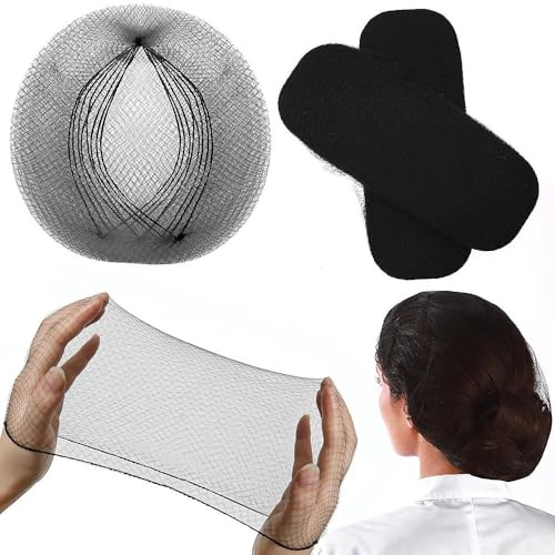 Hair Net 100 Pcs, Smilco 26 Inches Elasticity Invisible Elastic Mesh Wig Nets for Hair Bun Making Ballet Dancer Kitchen Food Serive (Black)