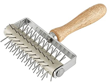 sktaotao Time-Saver Pizza Dough Roller Docker with Wood Handle, for Pizza Cookie Cake Pie Pastry Bread Dough (Stainless Steel)