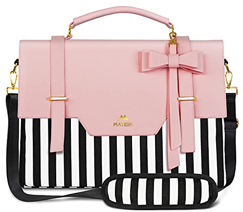 MATEIN Rosa Laptoptasche Damen 15.6 Zoll, Laptop Tasche Schultasche Damen Messenger Bag Aktentasche Arbeitstasche mit RFID Uni Taschen Pink Handtasche mit Laptopfach Umhängetasche für School, Reisen