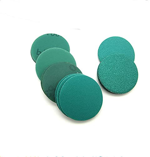 20PCS 2 Inch(50mm) Polyester Film Wet/Dry Hook & Loop Flocking Green Sanding Discs Paint Abrasive Sandpaper, 60#-1000#,320