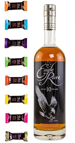 Eagle Rare 10 Jahre Kentucky Straight Bourbon Whiskey + 8 Edelschokoladen 8 Sorten Genießer Set Whisky mit Schokolade genießen Männergeschenke Geschenk idee