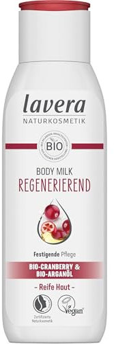 lavera Body Milk Regenerierend – Naturkosmetik – vegan - Bio-Cranberry & Bio-Arganöl – Festigende Pflege für reife Haut - PETA zertifiziert - Biologisch abbaubar – Bodymilk - 200 ml
