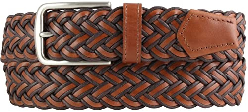 BELTINGER Flecht-Gürtel aus Leder 3,5 cm | Flecht-Ledergürtel für Damen Herren 35mm | Geflochtener Gürtel mit silberner Schließe
