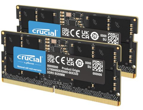 Crucial DDR5 RAM 64GB Kit (2x32GB) 4800MHz SODIMM, Arbeitsspeicher für Laptop/Notebook, Mini PC, CL40 - CT2K32G48C40S5