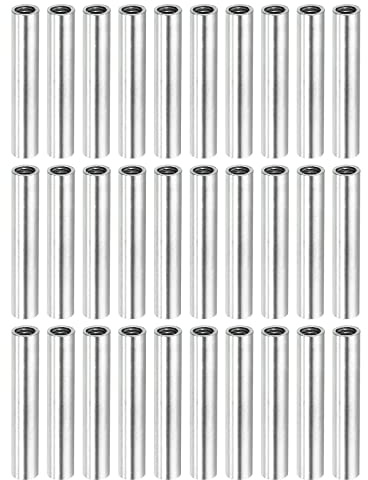 sourcing map 30 Stück Runde Kupplung Mutter M4x0.7mm Innengewinde 30mm Gewinde Rund Hülse Verbinder Stange Bolzen Rohrmutter Hardware Befestigung Silber