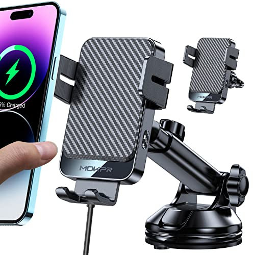 MOKPR Handyhalterung Auto mit Ladefunktion, 15W Fast Wireless Charger Auto Halterung Induktives Laden Induktion Kfz Ladegerät für iPhone 16/15/14/13/12, Samsung Huawei Xiaomi