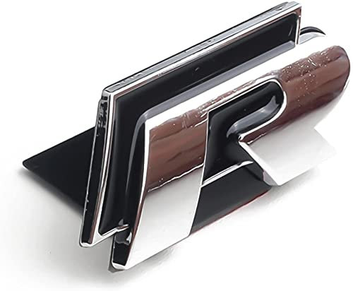 R Front Rear Badge Emblems Front Grille Bumper Rear Trunk Emblem - 3D Metal Nameplate Car Decal Logo Sticker Auto Accessories Fit For Passat Golf R Logo(Size:Front,Color:black/Silver)