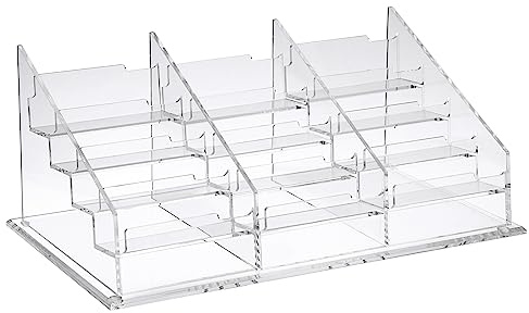 BTSKY Visitenkartenhalter aus transparentem Acryl für Schreibtisch, 4 Etagen, 12 Taschen, Acryl-Visitenkartenständer, Organizer, Namenskartenhalter, passend für 5.6x9.4 cm