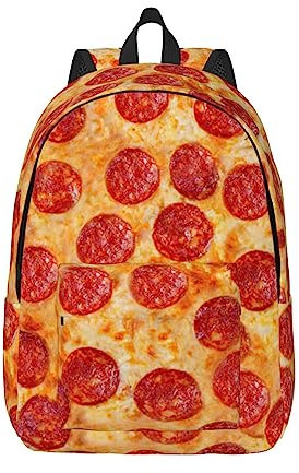 KoNsev 3D Pizza Pepperoni Laptop-Rucksack, Reiserucksack, Arzttasche, schwarz, Rucksack, stilvoll, leicht und funktional, Schwarz , S