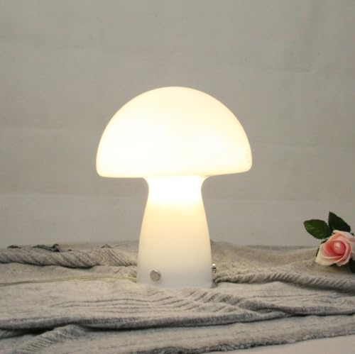 GUANSHAN Pilz Tischlampe Hochzeit Nachttischlampe Europäischer Stil Glas Nachtlicht Bauhaus Dekorative Tischleuchte für Schlafzimmer, Wohnzimmer, Hochzeitsgeschenk