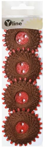 4 Sterne a. 20 m Sternzwirn Polyester rot - braun, Sternchenzwirn Stern - Zwirn, sl, (0,06 € / m), 3171-16